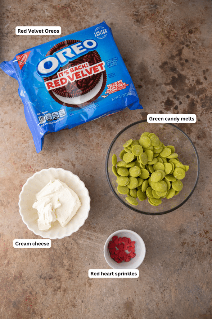 ingredients for the grinch oreo truffles