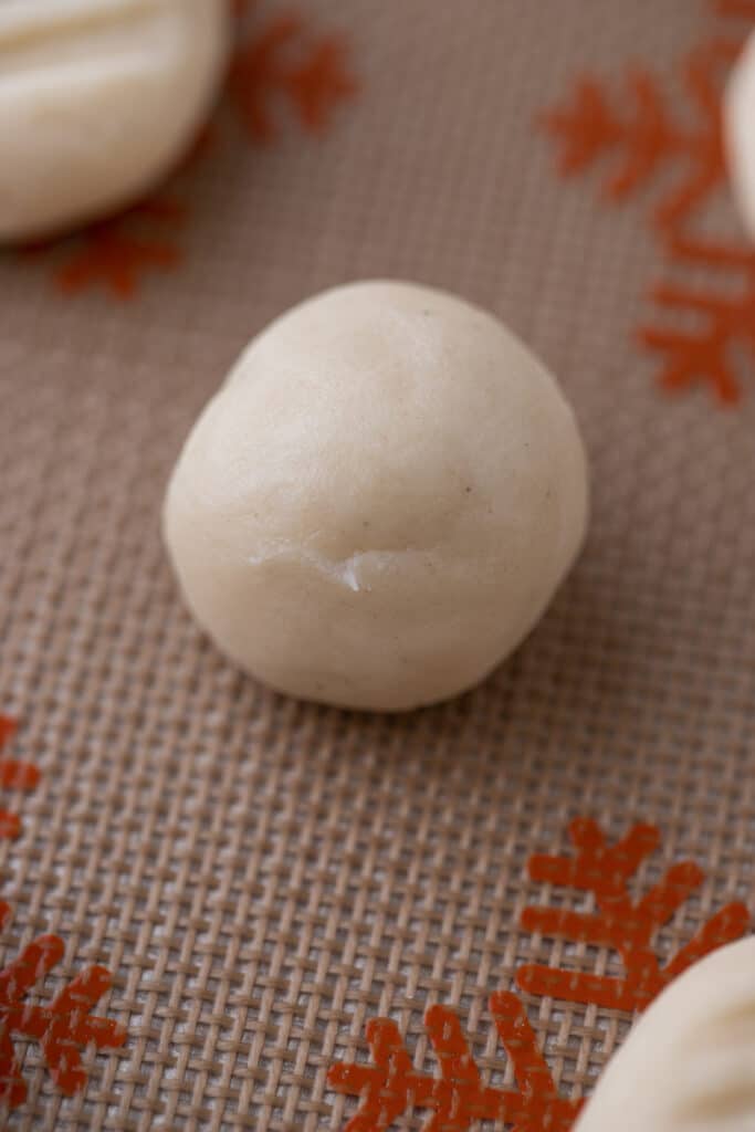 close up of raw dough ball