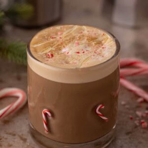 angled overhead shot of peppermint white chocolate mocha