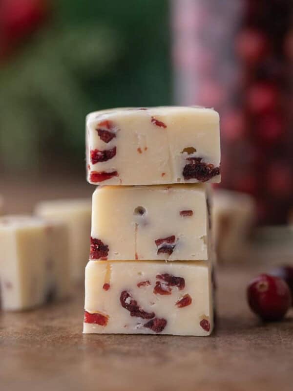 White chocolate cranberry fudge