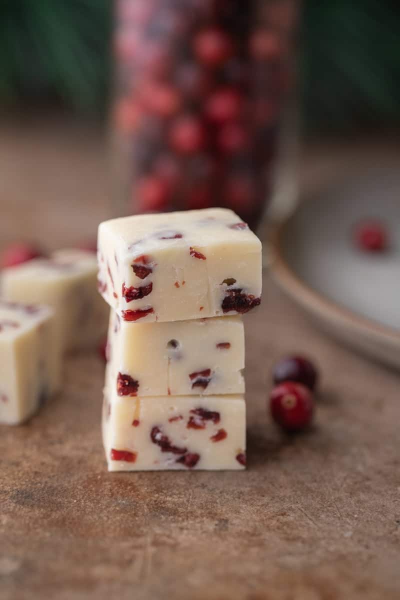 White chocolate cranberry fudge