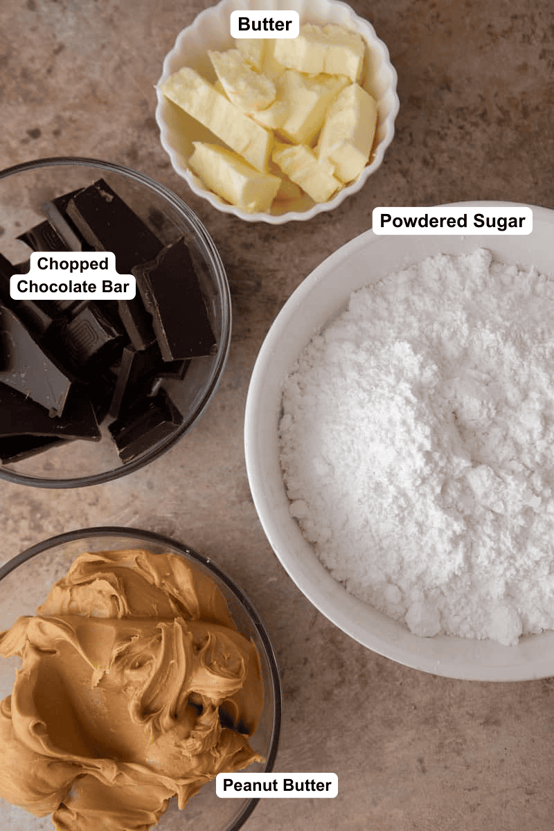 ingredients from the buckeye bars recipe.