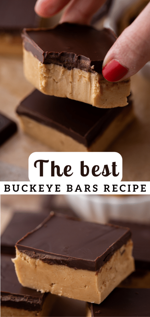 Pinterest pin for the buckeye bars recipe