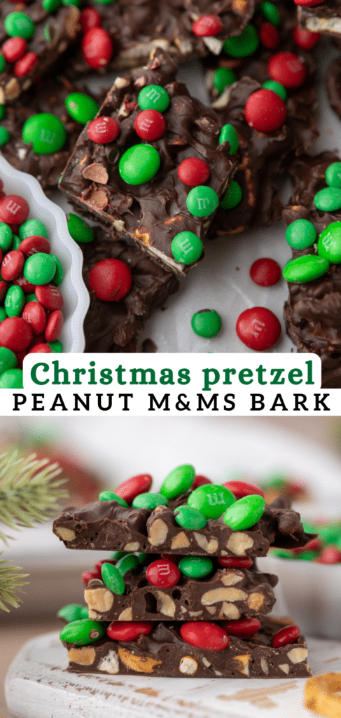 Christmas pretzel peanut m&m's bark