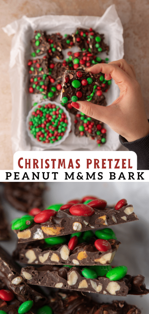 Christmas pretzel peanut m&m's bark