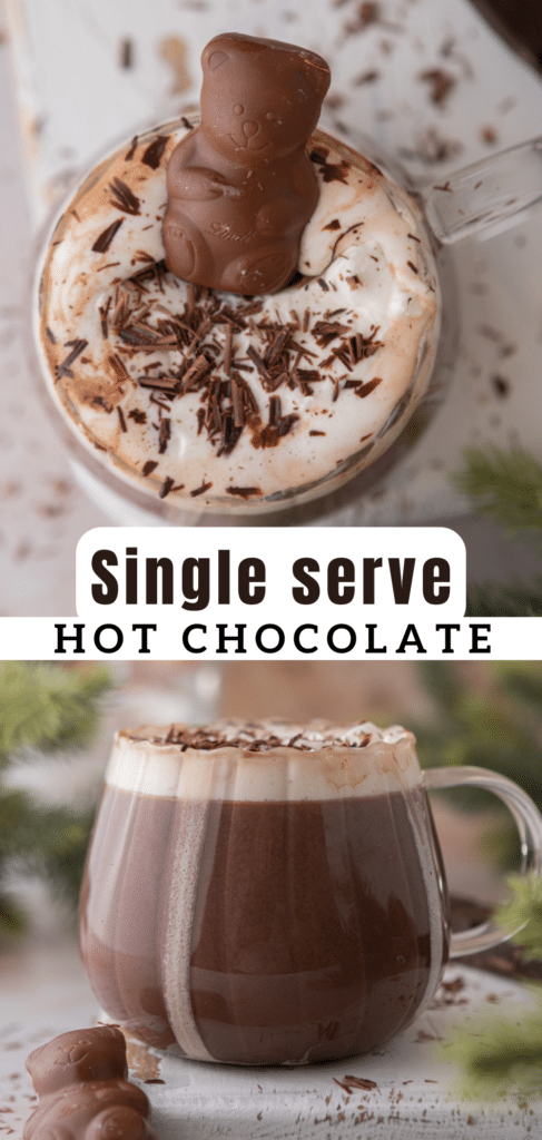 pinterest pin for hot chocolate for one recipe