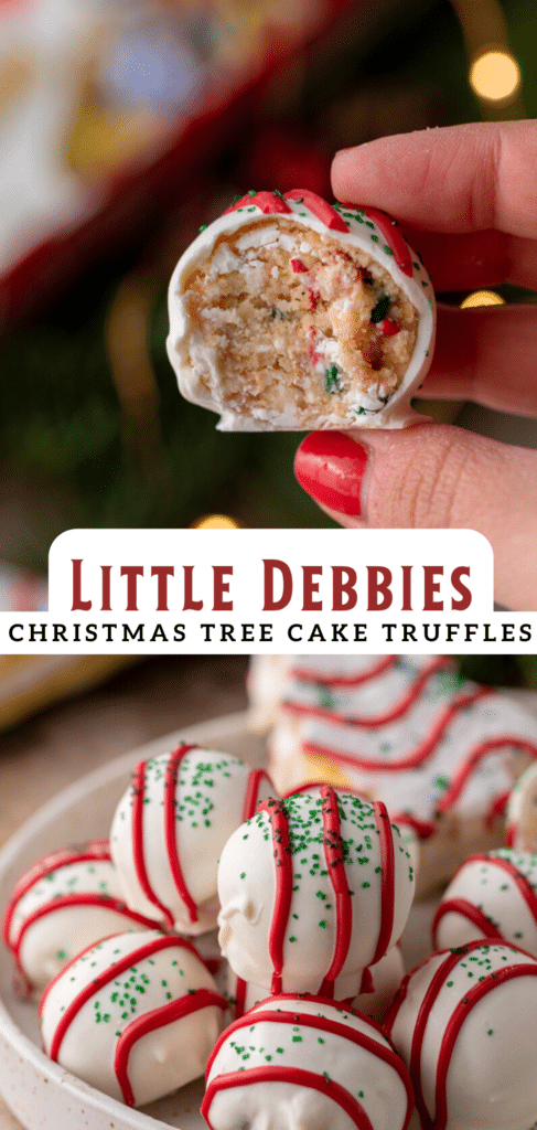 pinterest pin for Little debbie christmas tree cakes truffles