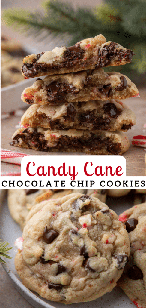 pinterest pin of peppermint chocolate chip cookies