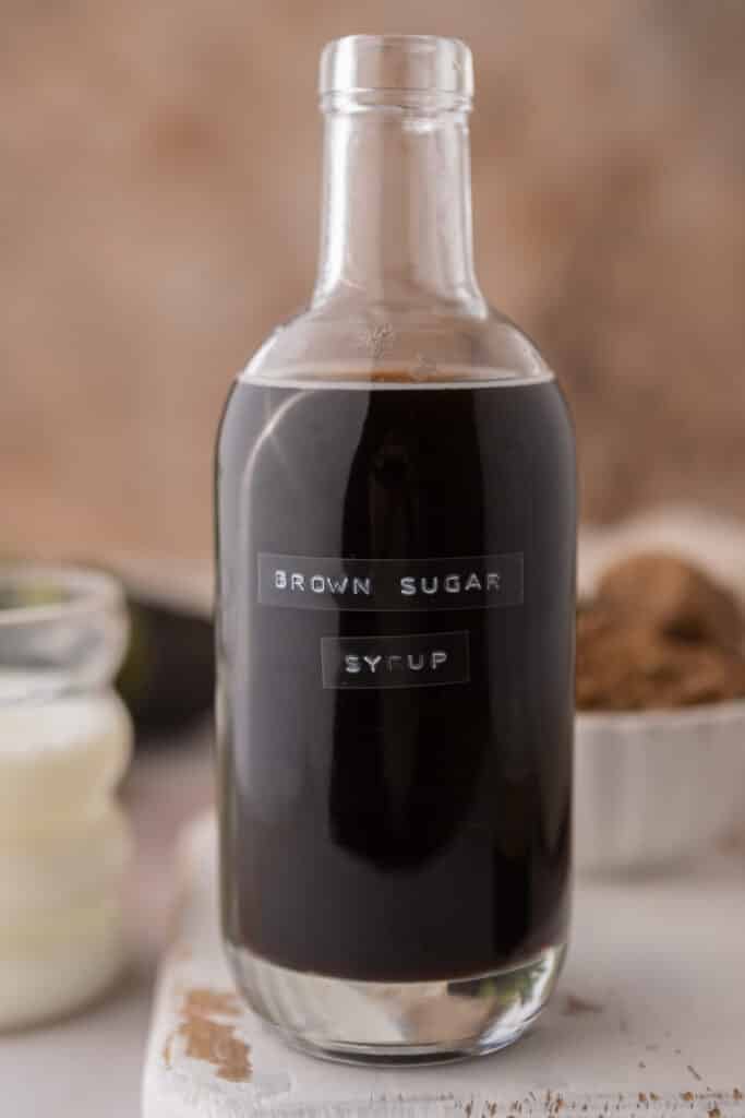 side shot of starbucks brown sugar syrup recipe in a jar