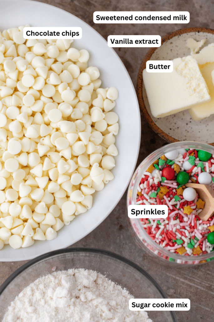 ingredients for sugar cookie fudge recipe