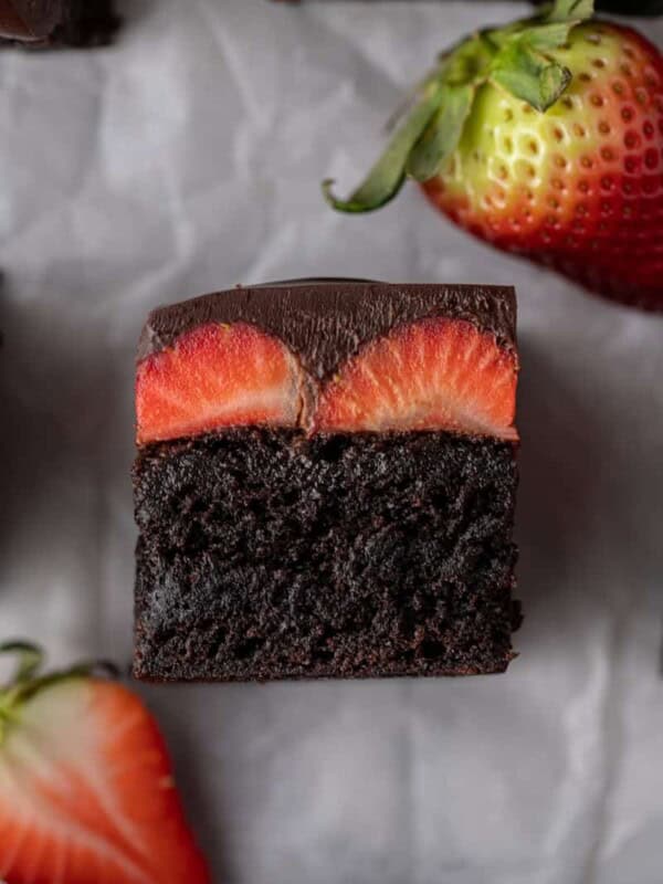 Chocolate covered strawberry brownies
