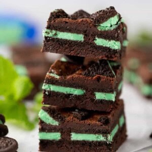 Stack of Mint Oreo Brownies