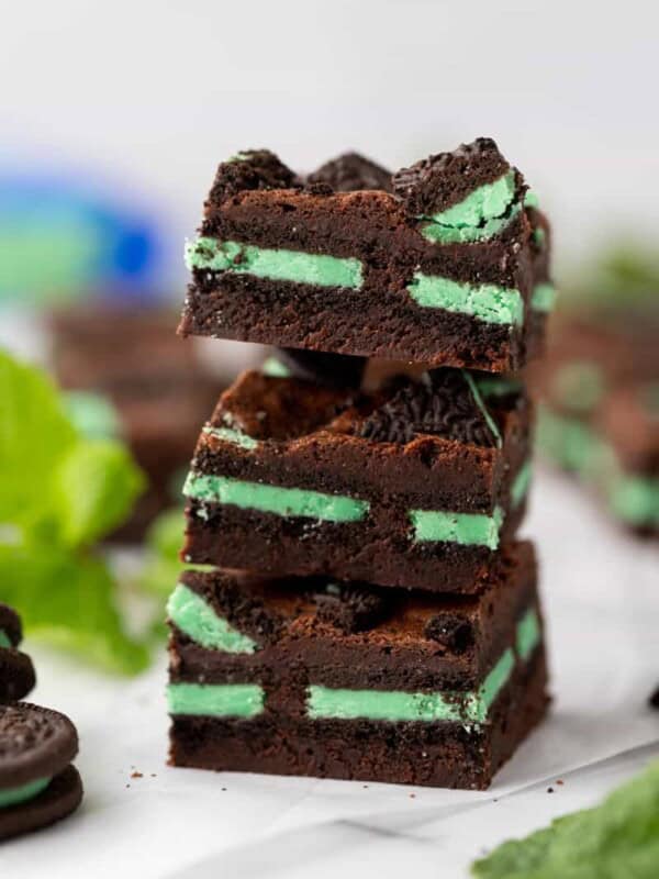 Stack of Mint Oreo Brownies