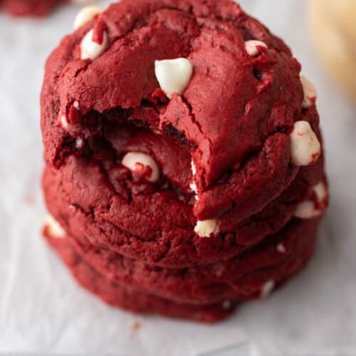 Stacked red velvet cookies