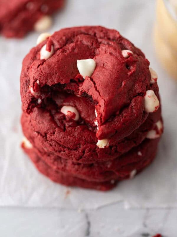 Stacked red velvet cookies