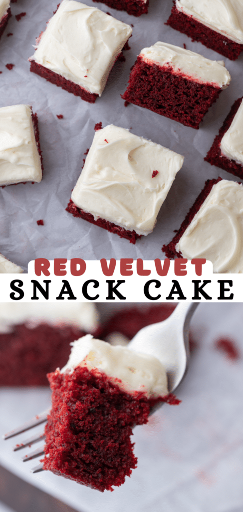pinterest pin for the red velvet snack cake recipe
