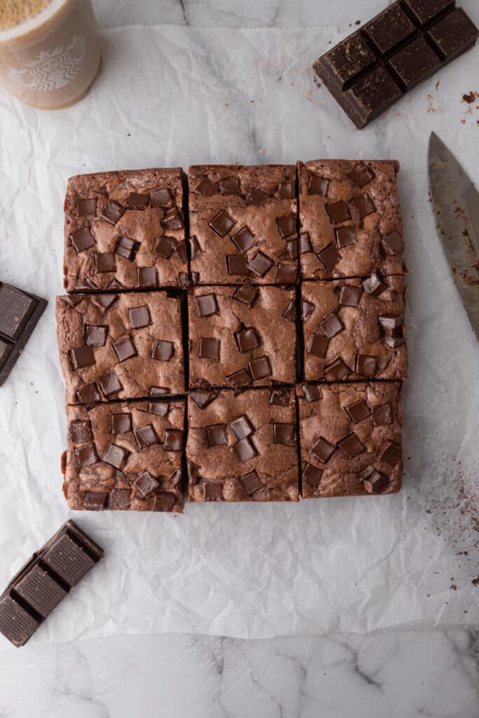 brownie cut up into squares