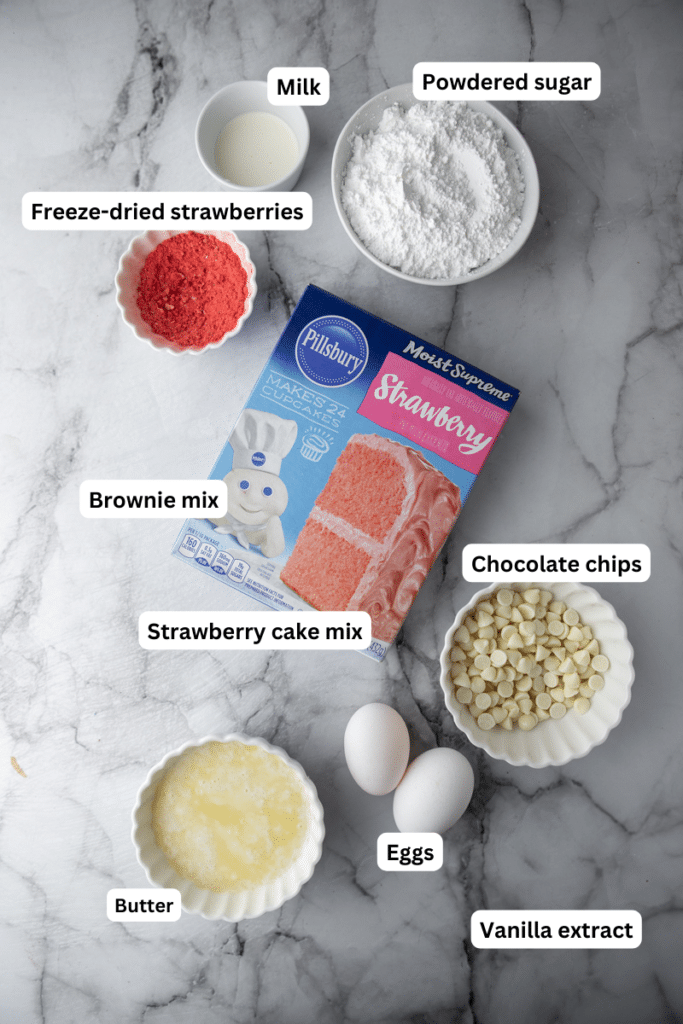 ingredients for the strawberry brownies