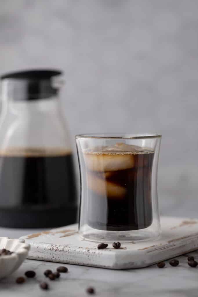 cold brew concentrate in an iced coffee
