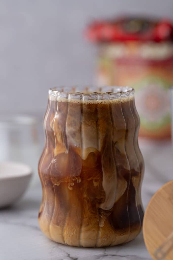 side shot of the brown sugar iced coffee recipe