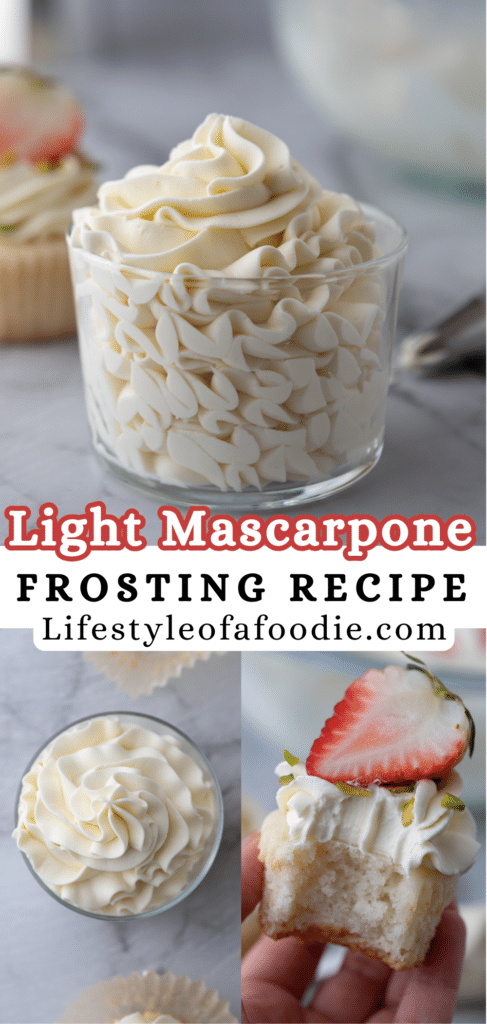 pinterest pin for the mascarpone cake frosting recipe
