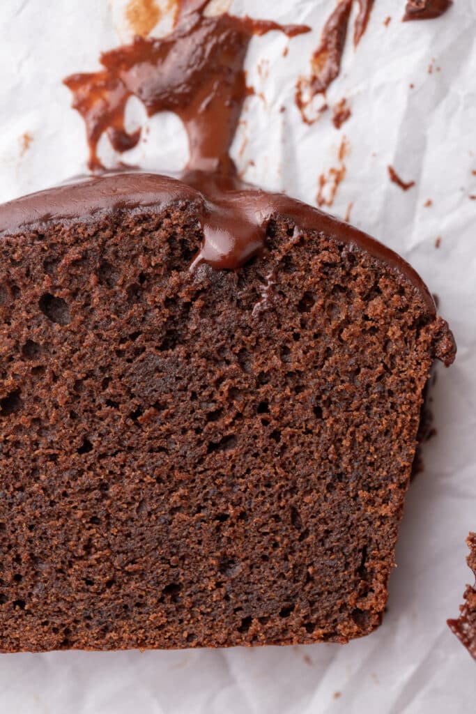 close up shot of the chocolate pound cake recipe
