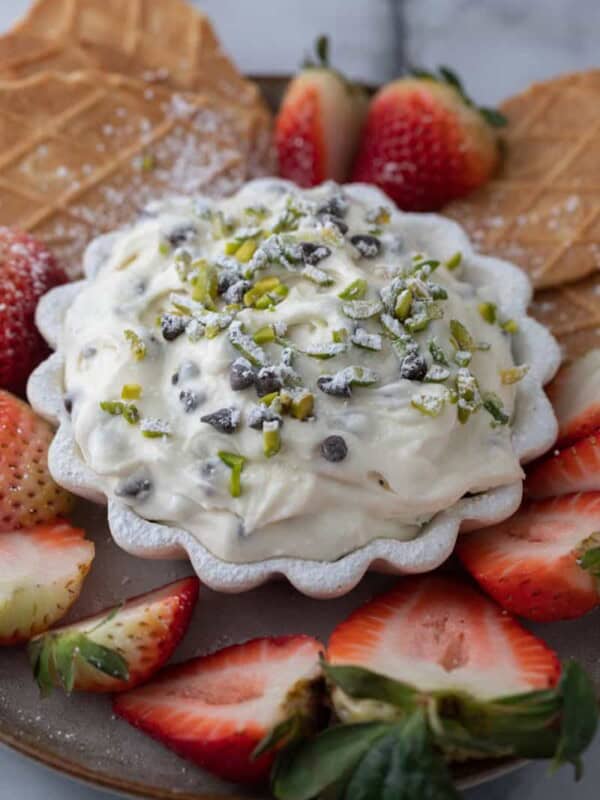overhead shot of the cannoli dip recipe