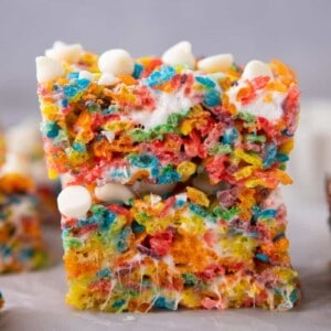 Stack of Fruity Pebbles Rice Krispies