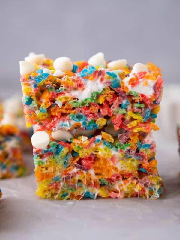 Stack of Fruity Pebbles Rice Krispies
