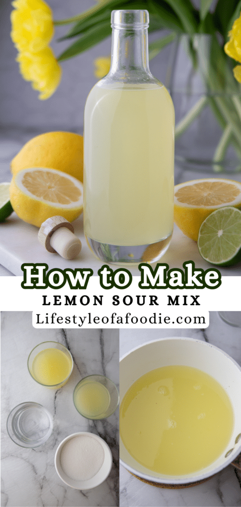pinterest pin of how to make homemade lemon sour mix