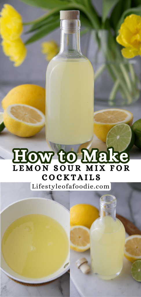 pinterest pin of how to make homemade lemon sour mix