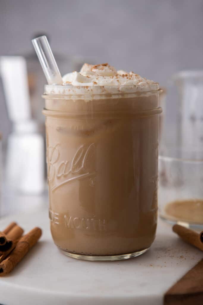 Maple latte made with real maple syrup as a coffee syrup recipe alternative