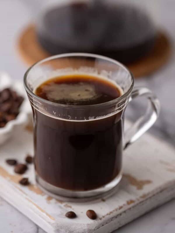red eye coffee recipe in a glass on a coaster