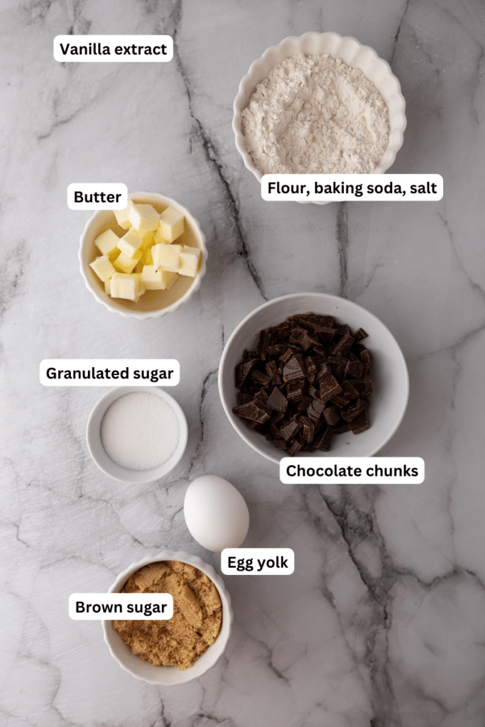 small batch chocolate chip cookie bars ingredients