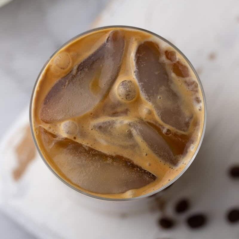 overhead shot of the spanish latte recipe