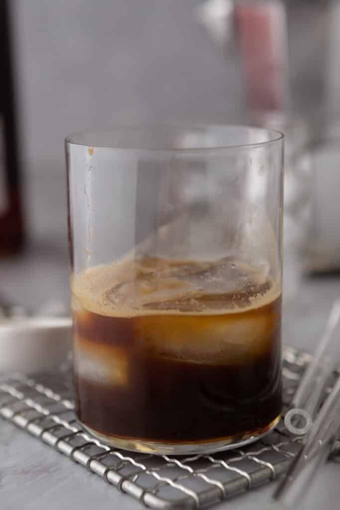 espresso and ice in a glass
