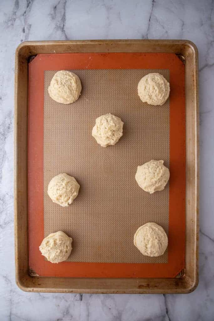 Cookie dough on a baking sheet