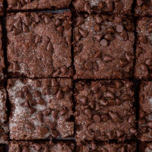 chocolate sugar cookie bars recipe cut into squares