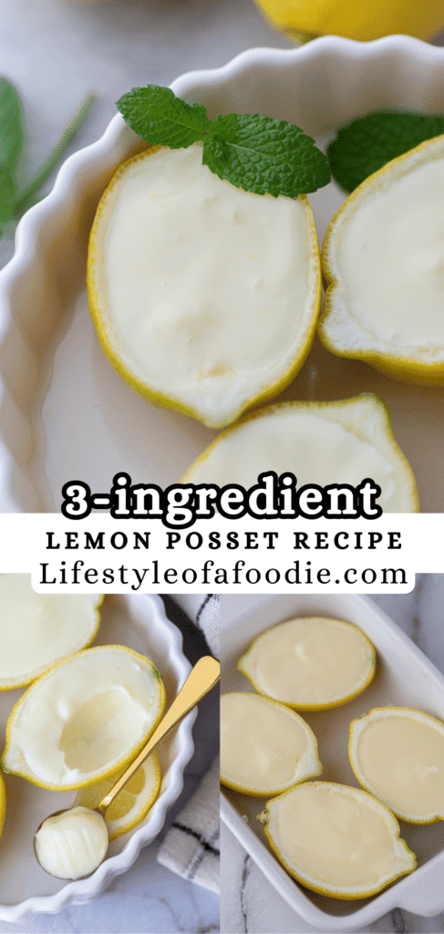 pinterest pin of the easy lemon posset recipe