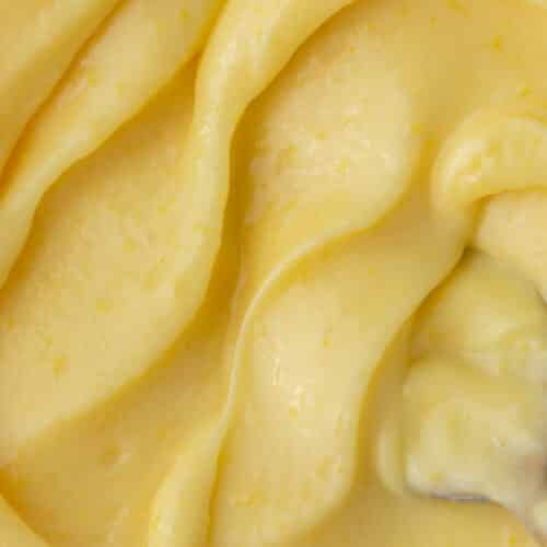 close up overhead shot of the microwave lemon curd recipe