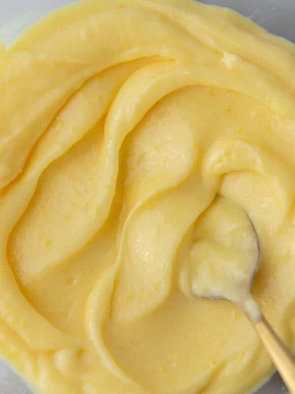 close up overhead shot of the microwave lemon curd recipe