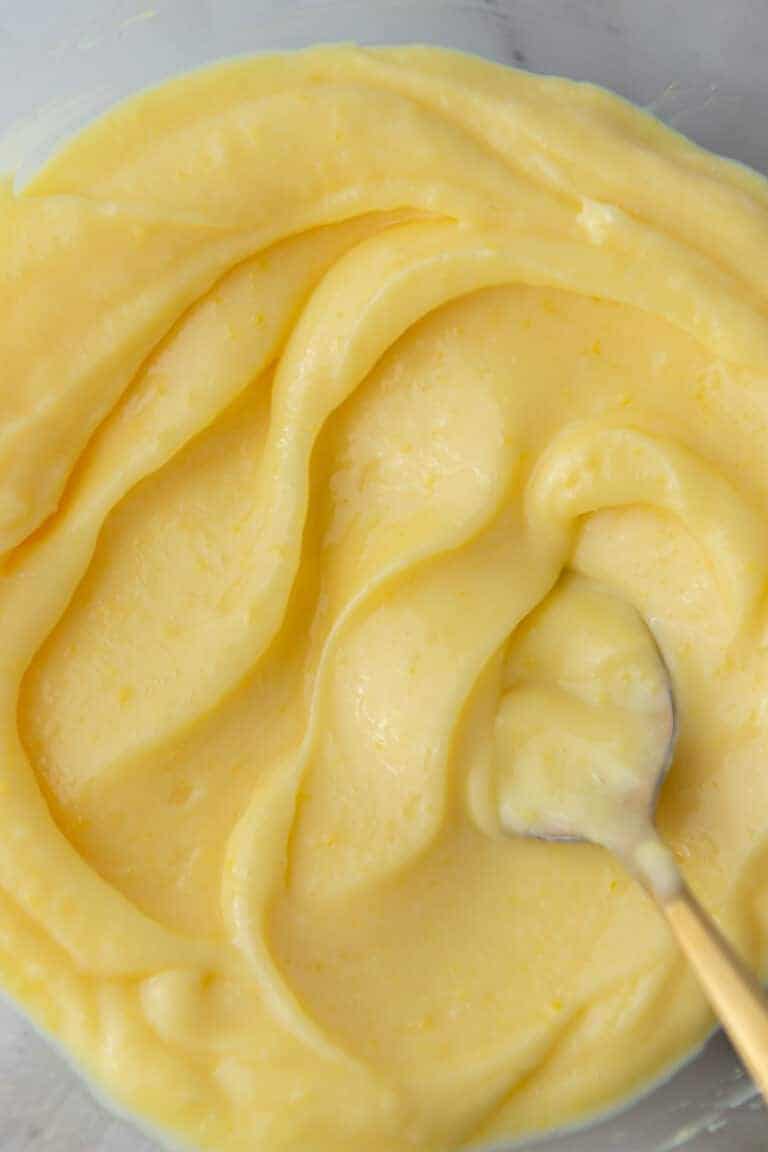 close up overhead shot of the microwave lemon curd recipe