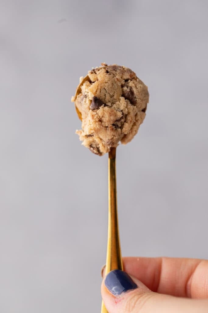 Spoonful of edible chocolate chip cookie dough