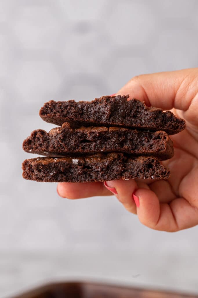 Hand holding brownie cookies