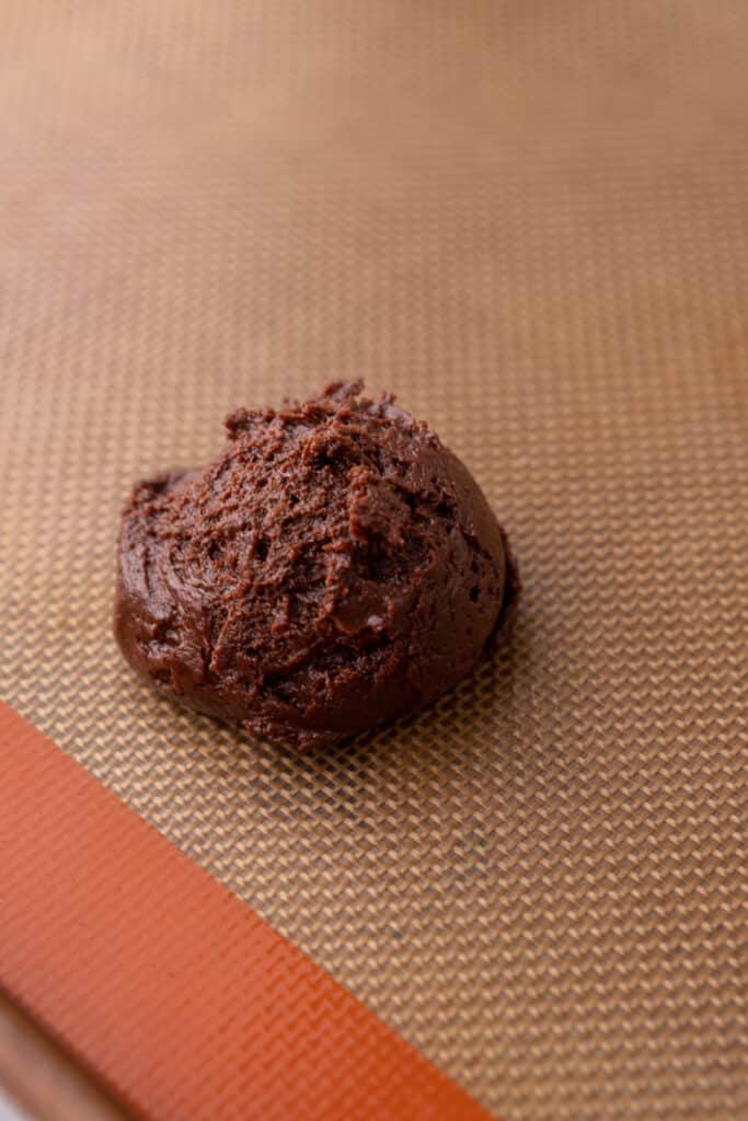 Chocolate cookie dough on a pan