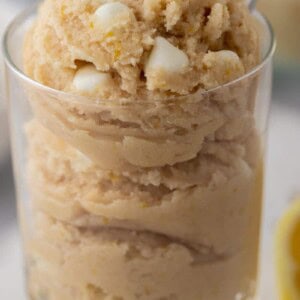 edible lemon cookie dough in a cup