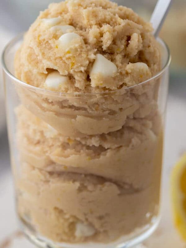 edible lemon cookie dough in a cup