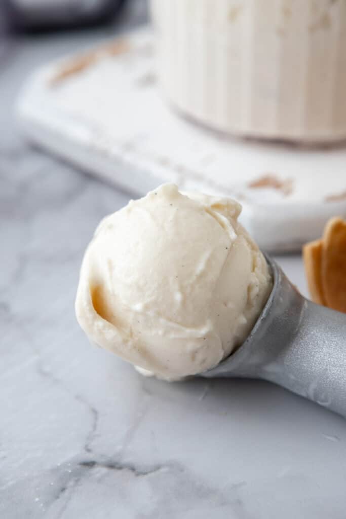 ninja creami frozen yogurt in a spoon