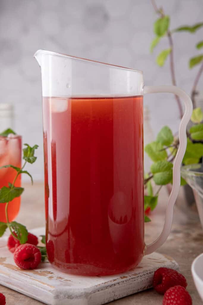 Raspberry Iced Tea Recipe in a pitcher