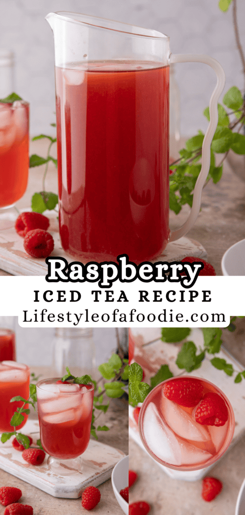 pinterest pin for the Raspberry Iced Tea Recipe